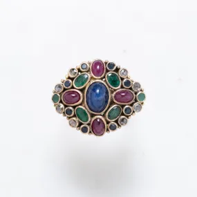 Vintage Ruby, Sapphire, Enamel, and Diamond Ring