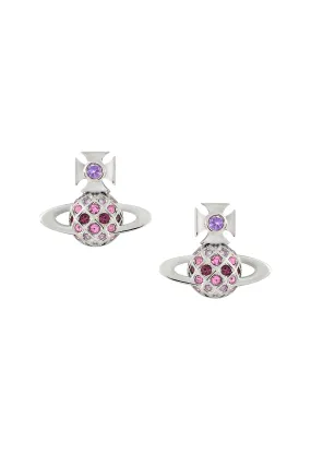 Vivienne Westwood Willa Violet / Amethyst Crystal Bas Relief Earrings Platinum Plated