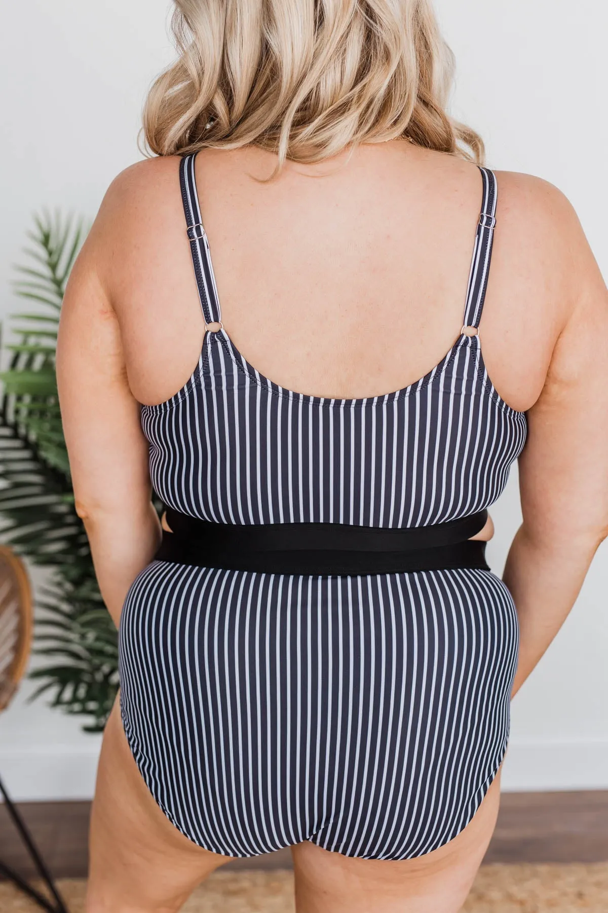 Walking On Sunshine Swim Top- Black Stripe