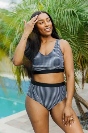 Walking On Sunshine Swim Top- Black Stripe