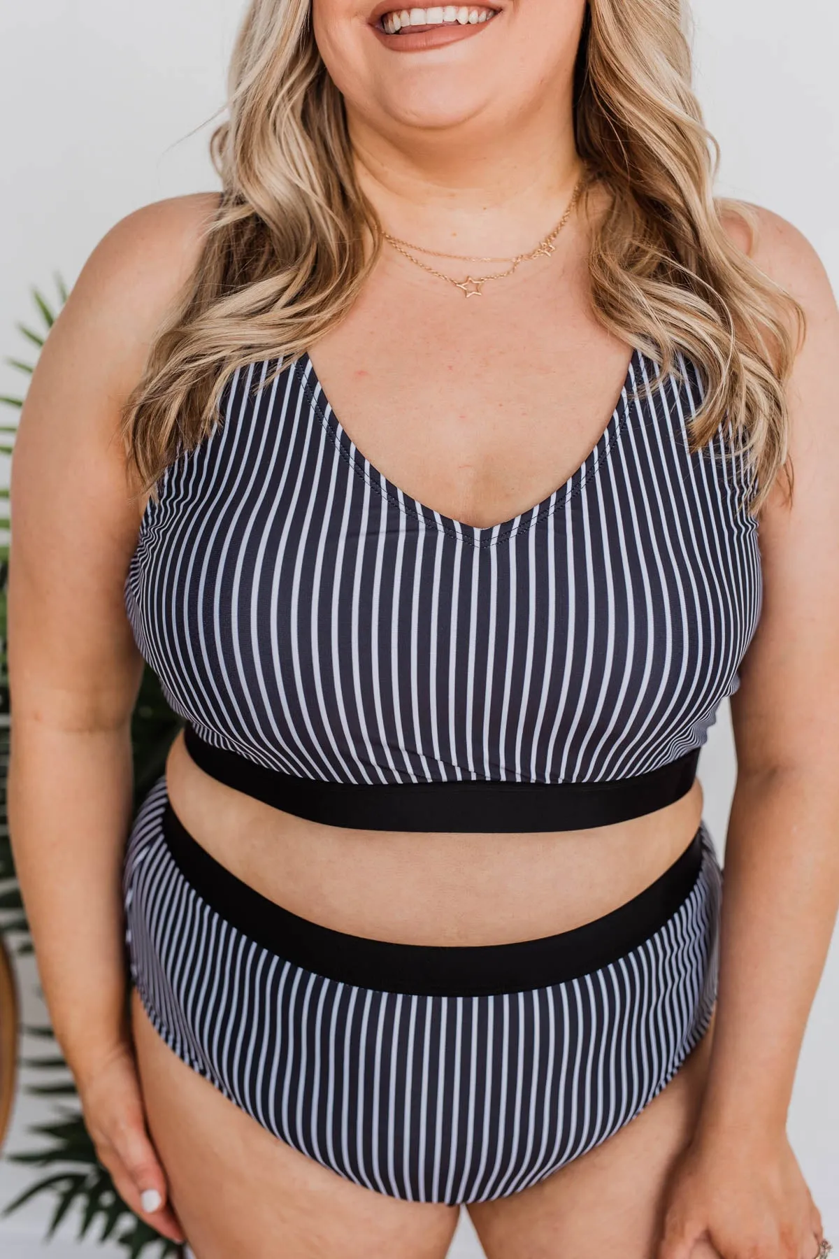 Walking On Sunshine Swim Top- Black Stripe