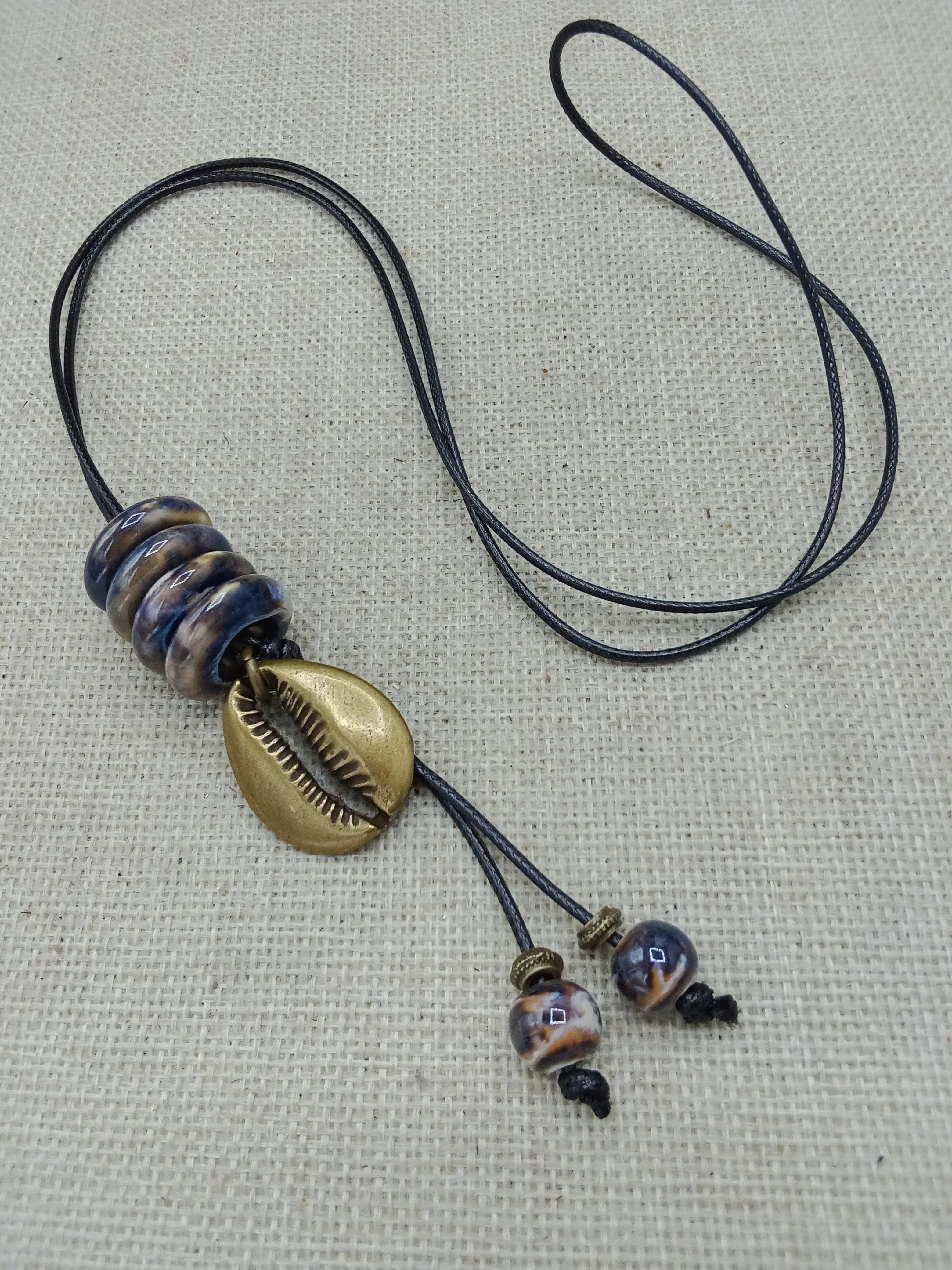 Women Cowrie Necklace Beaded Bronze Jewelry