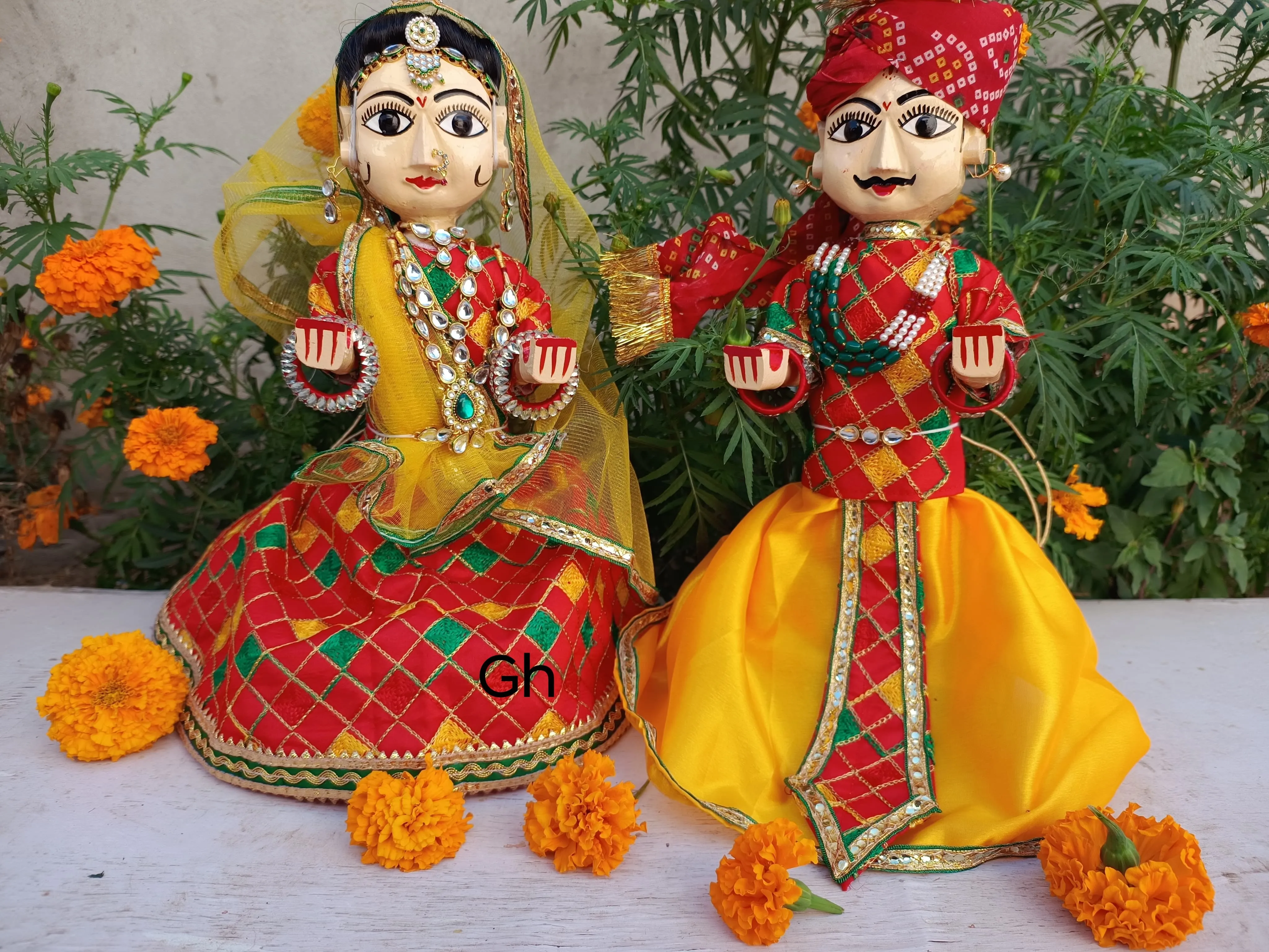 Wooden gangaur with heavy jewellery -BRIJ001GGA