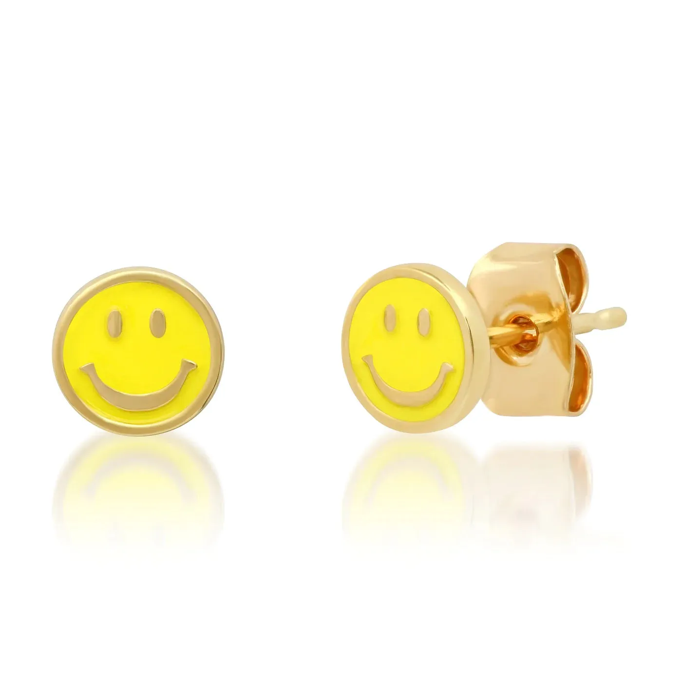 Yellow Enamel Smiley Face Studs